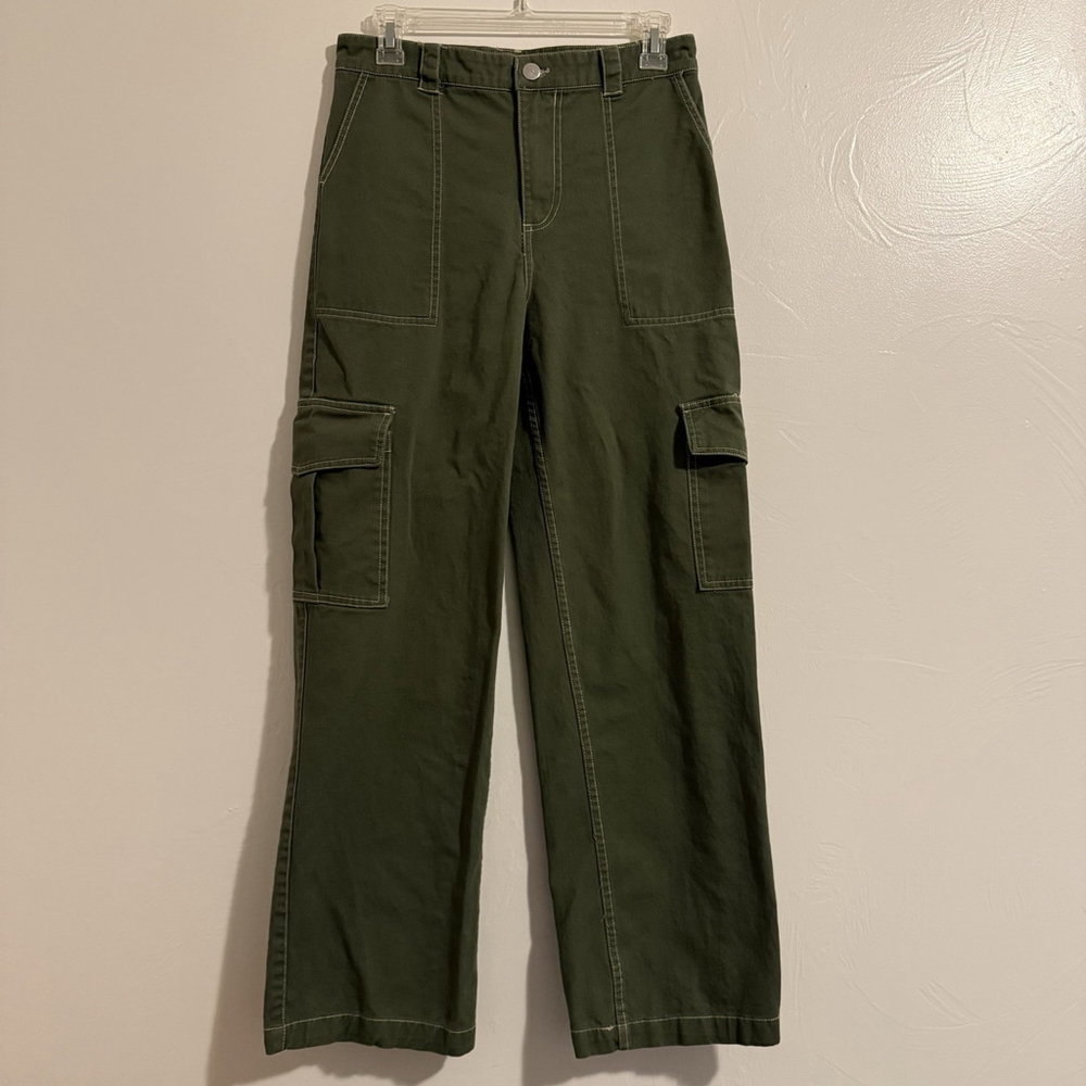 Y2K Full Tilt Women’s Wide Leg Cargo Pants Army Green Size Small 100% Cotton